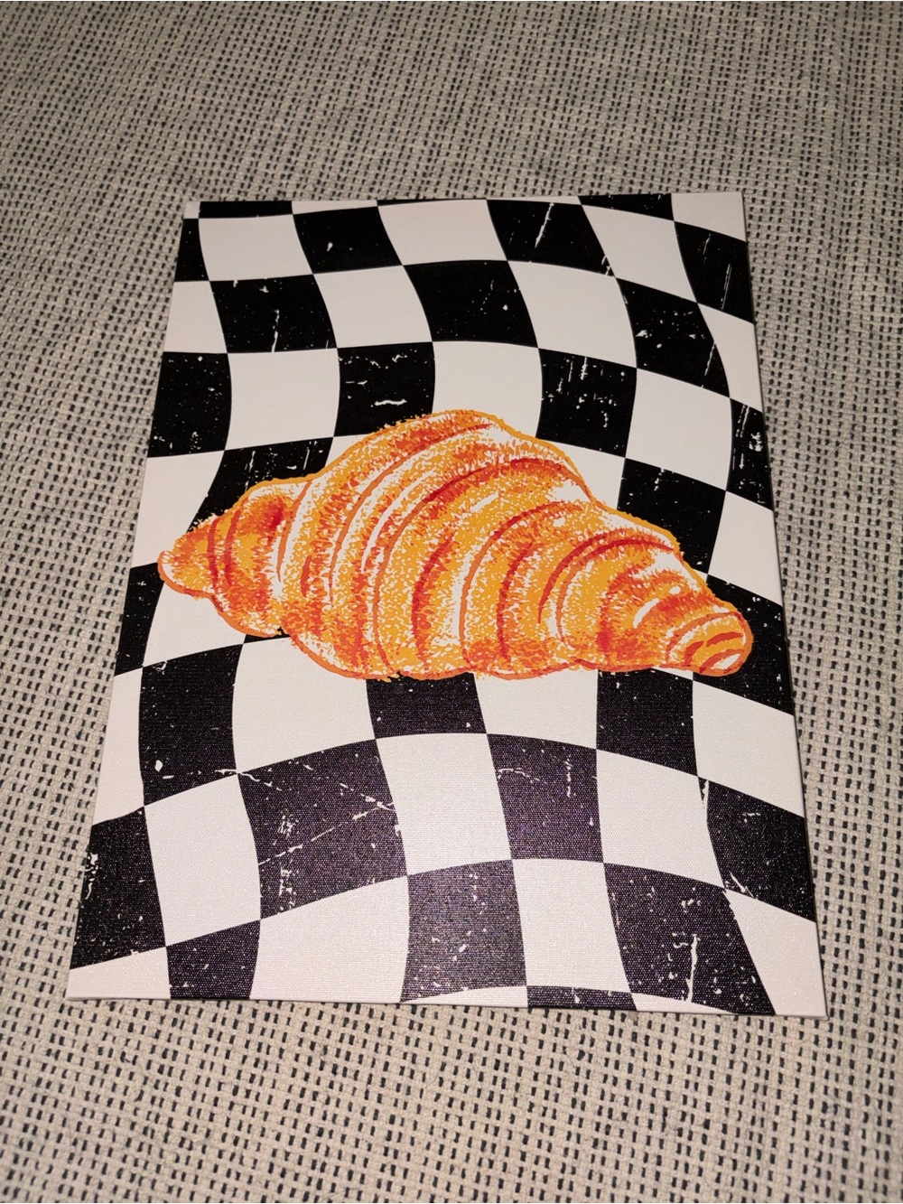 Checkered croissant wall art canvas